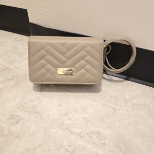 Bebe Taupe Quilted Crossbody Bag